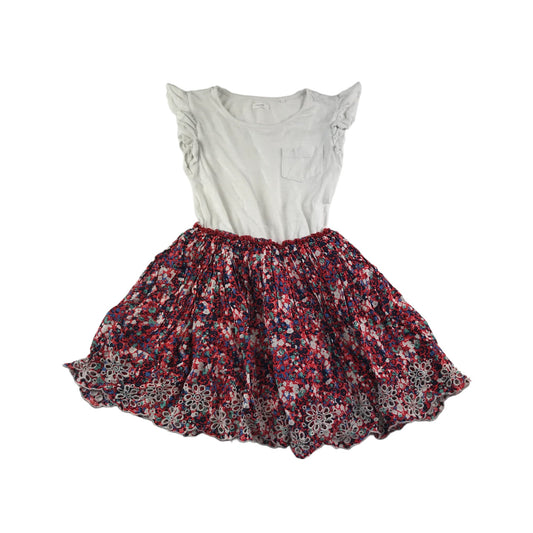 Next Dress Age 6 White and Red Frilly Floral