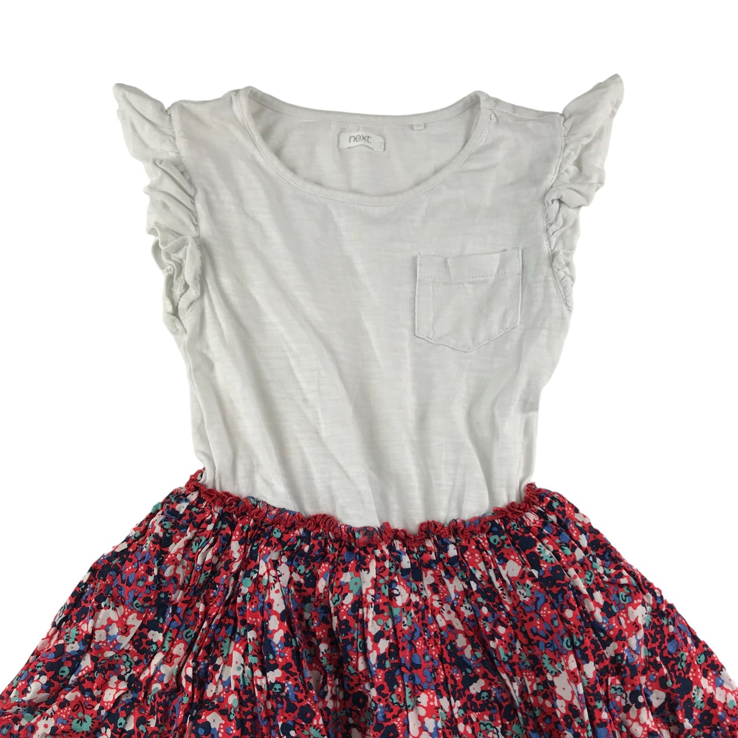 Next Dress Age 6 White and Red Frilly Floral