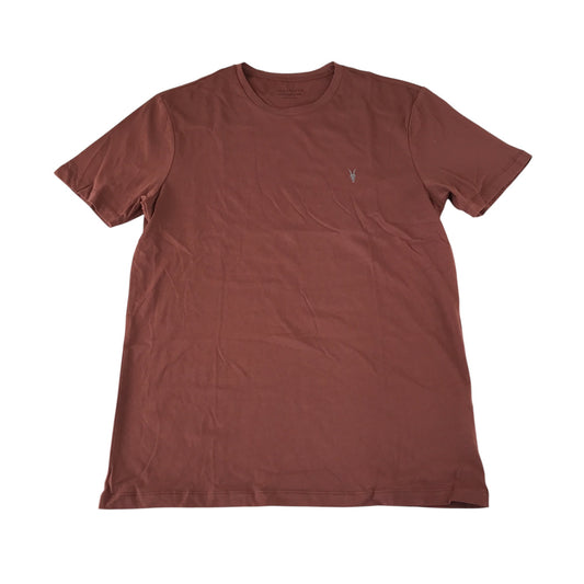 All Saints t-shirt men's M brown plain regular fit with logo