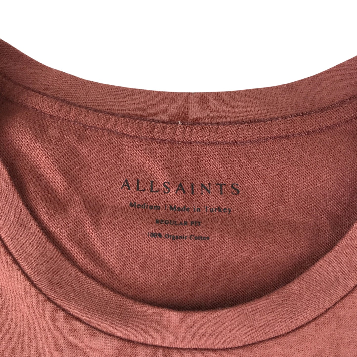 All Saints t-shirt men's M brown plain regular fit with logo