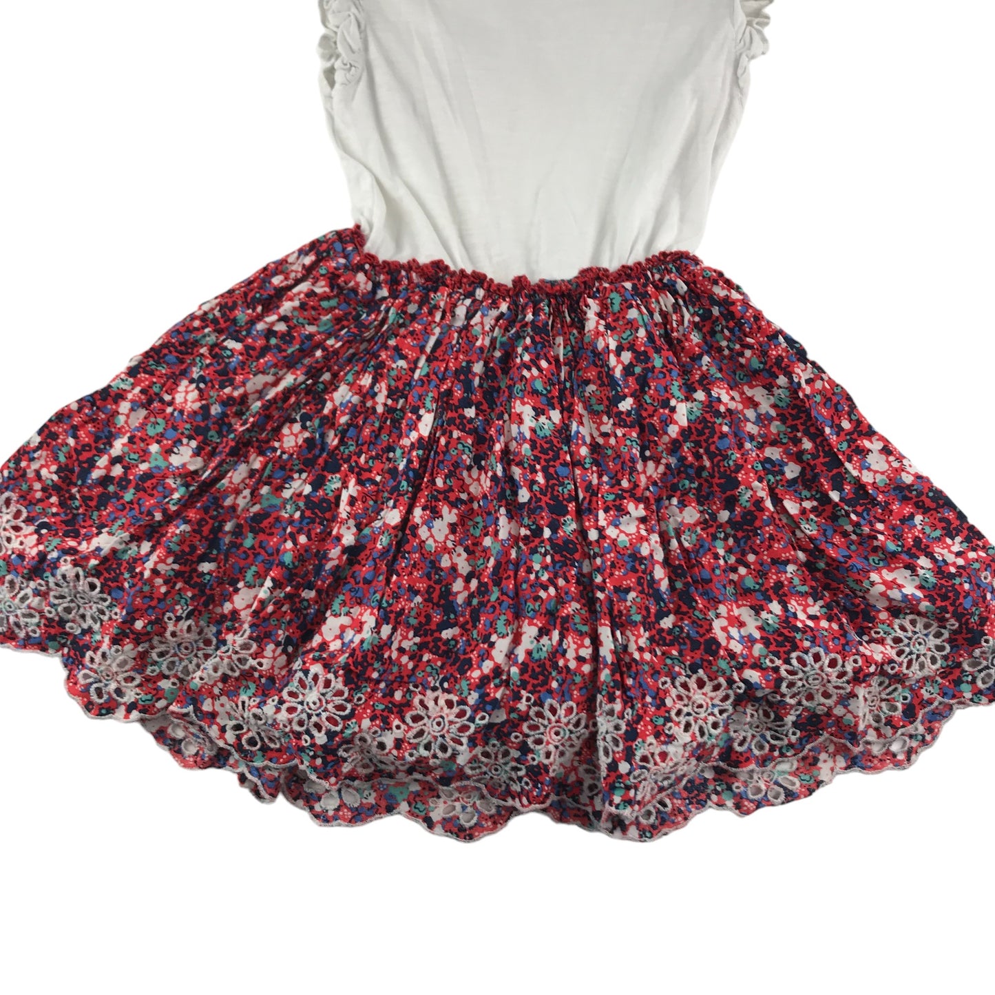 Next Dress Age 6 White and Red Frilly Floral