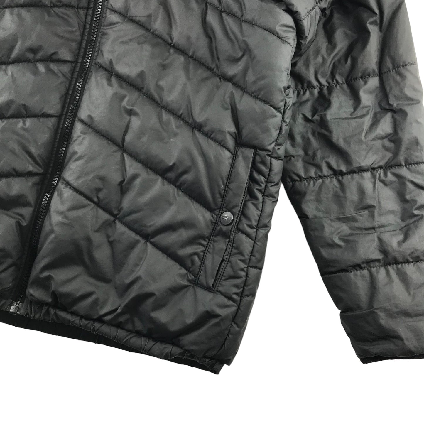 The North Face reversible jacket 11-12 years black puffer with hood