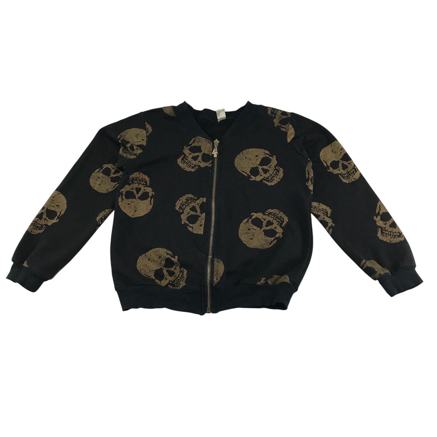 Hanweisi Sweater 9-10 years black with golden skull print full zipper