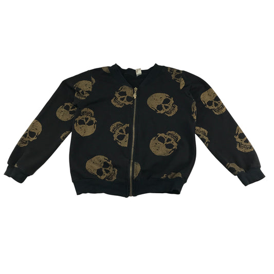 Hanweisi Sweater 9-10 years black with golden skull print full zipper