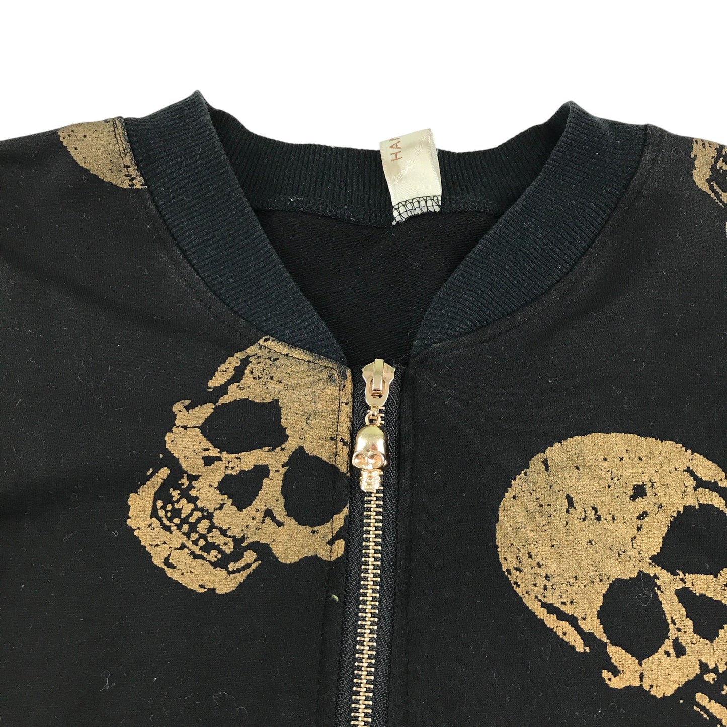 Hanweisi Sweater 9-10 years black with golden skull print full zipper