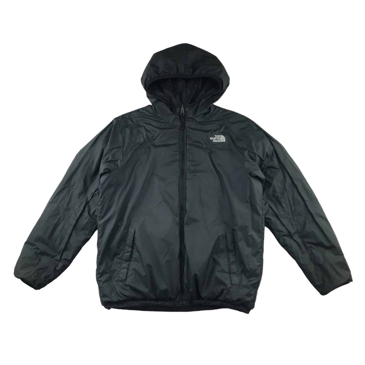 The North Face reversible jacket 11-12 years black puffer with hood