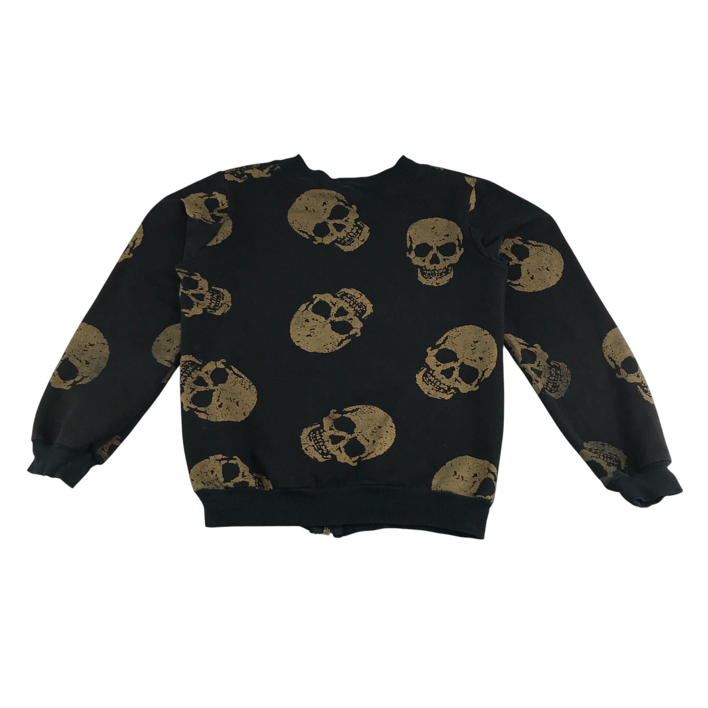 Hanweisi Sweater 9-10 years black with golden skull print full zipper