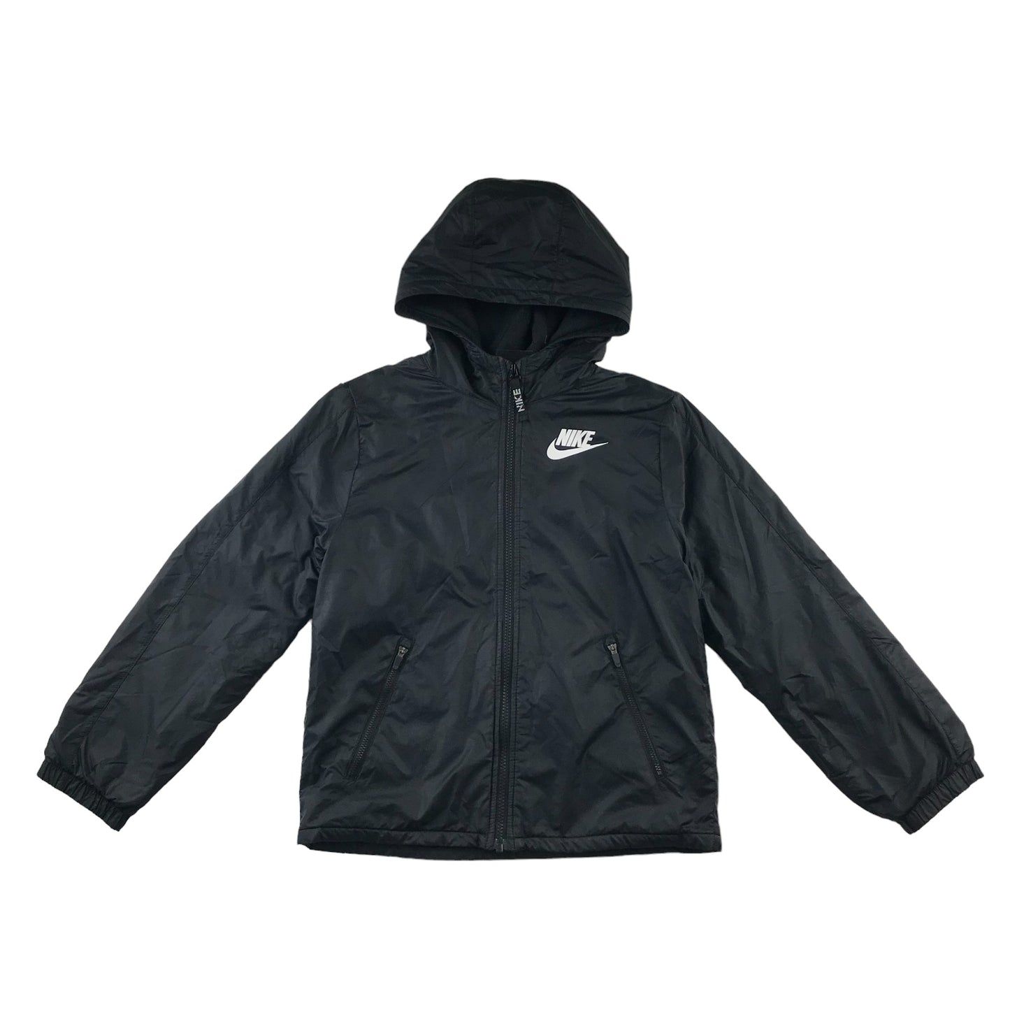 Nike jacket 9-11 years black fleece lined with hood