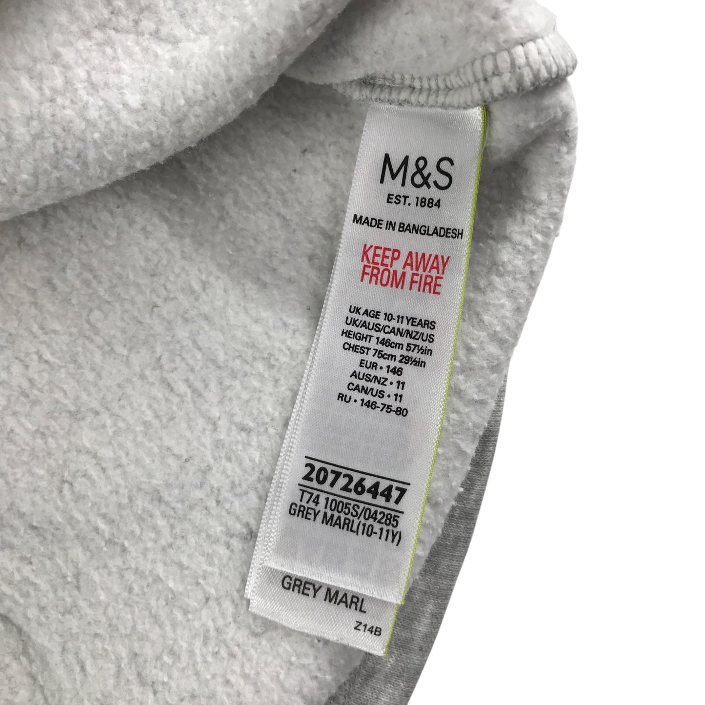 M&S Sweater 10-11 years grey cat graphic design