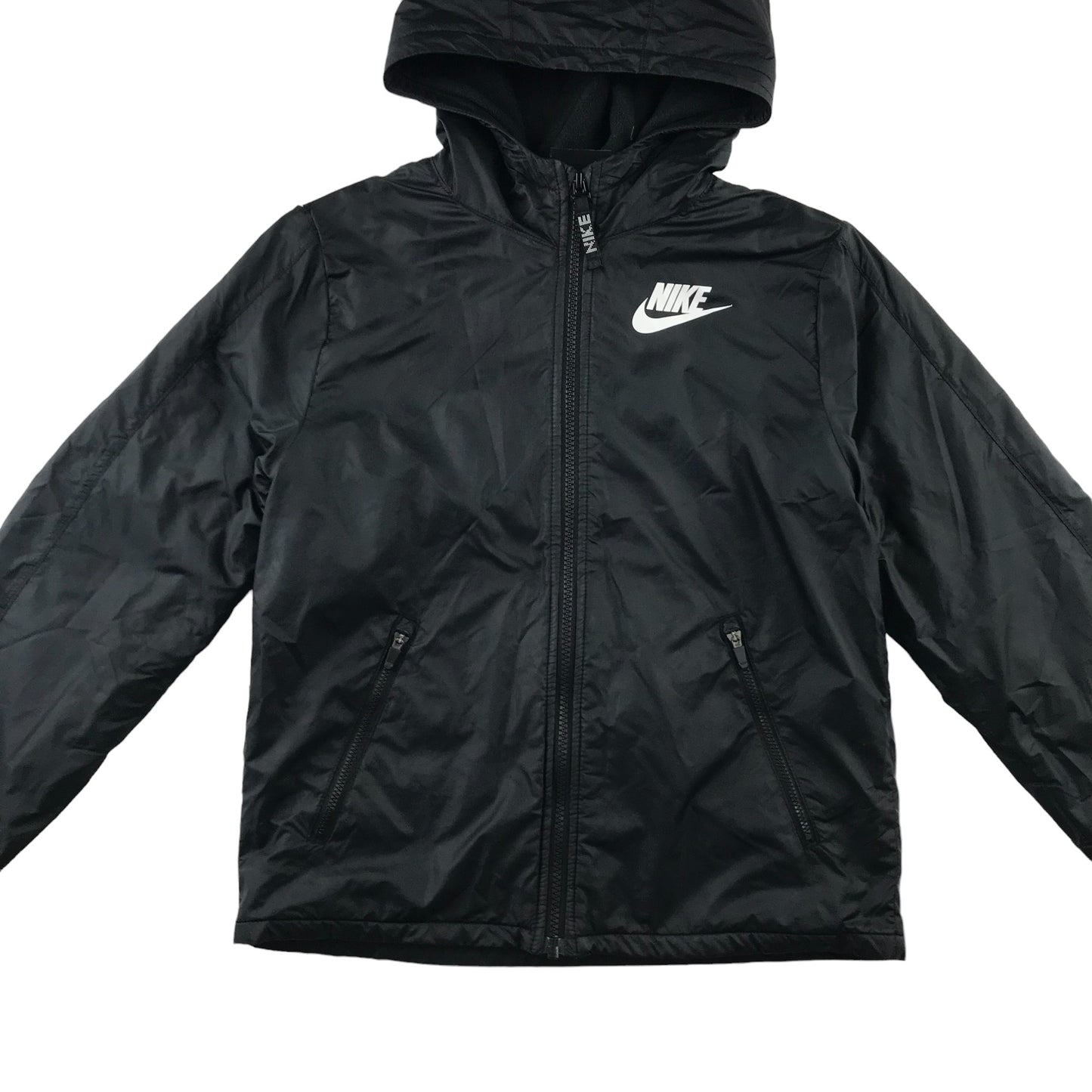 Nike jacket 9-11 years black fleece lined with hood