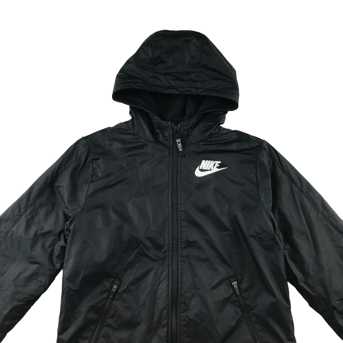 Nike jacket 9-11 years black fleece lined with hood