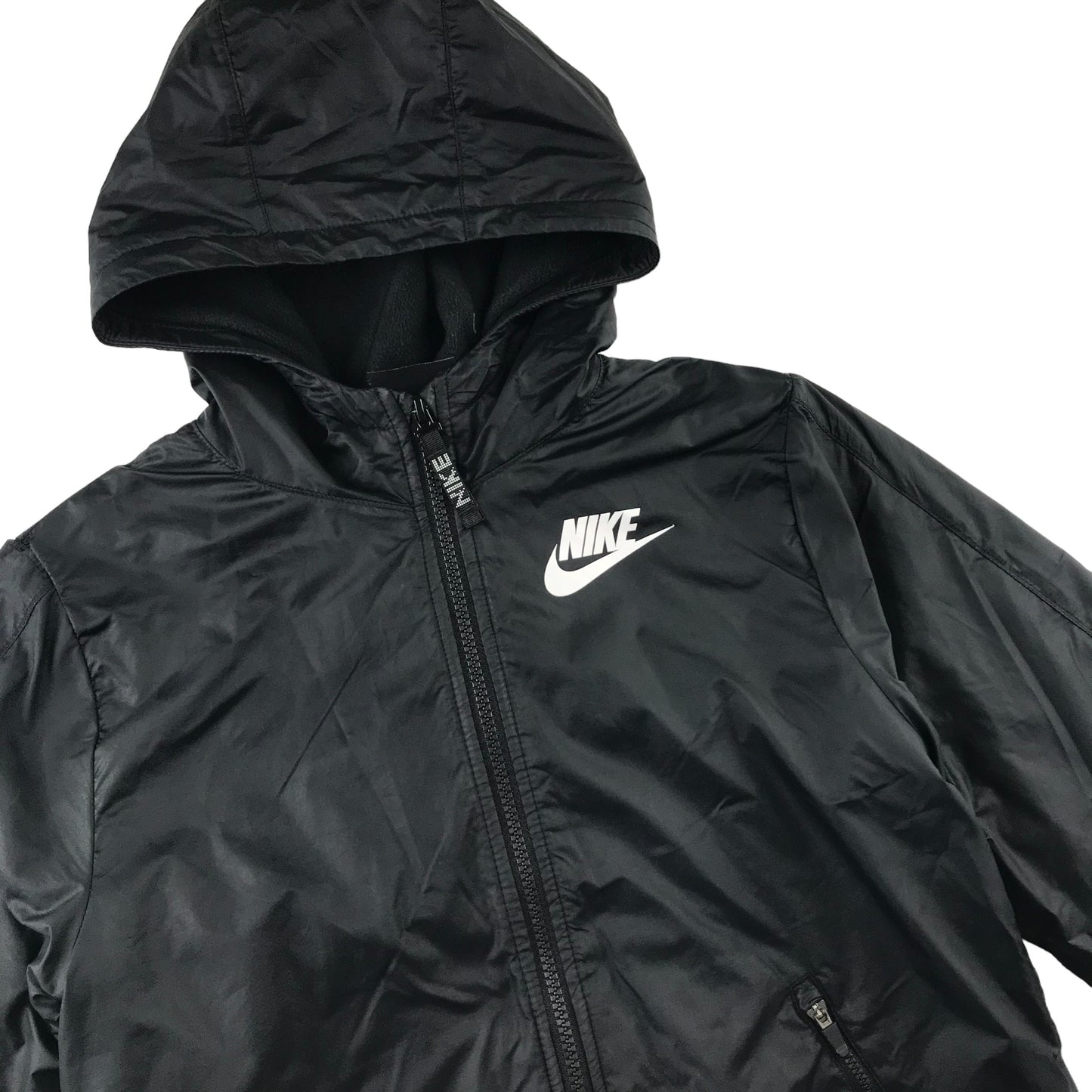 Nike jacket 9-11 years black fleece lined with hood