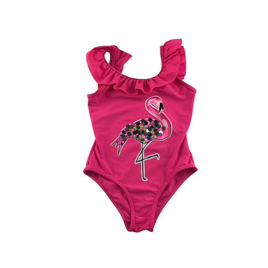 Matalan swimsuit 6-7 years pink sequin flamingo one piece cossie