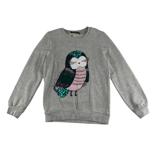 George Sweater 8-9 years grey sequin owl graphic design