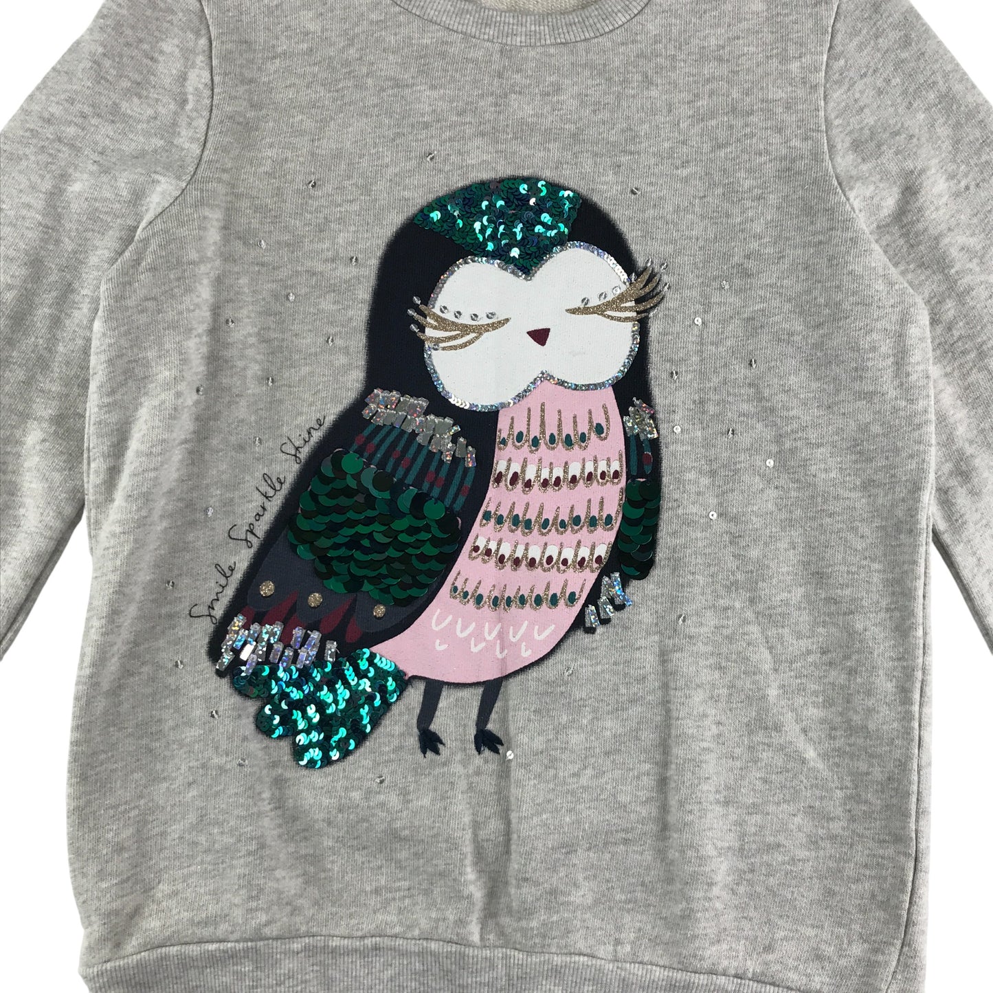 George Sweater 8-9 years grey sequin owl graphic design