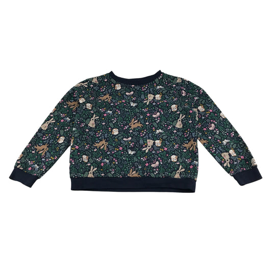 H&M Sweater 9-10 years navy woodland floral graphic print