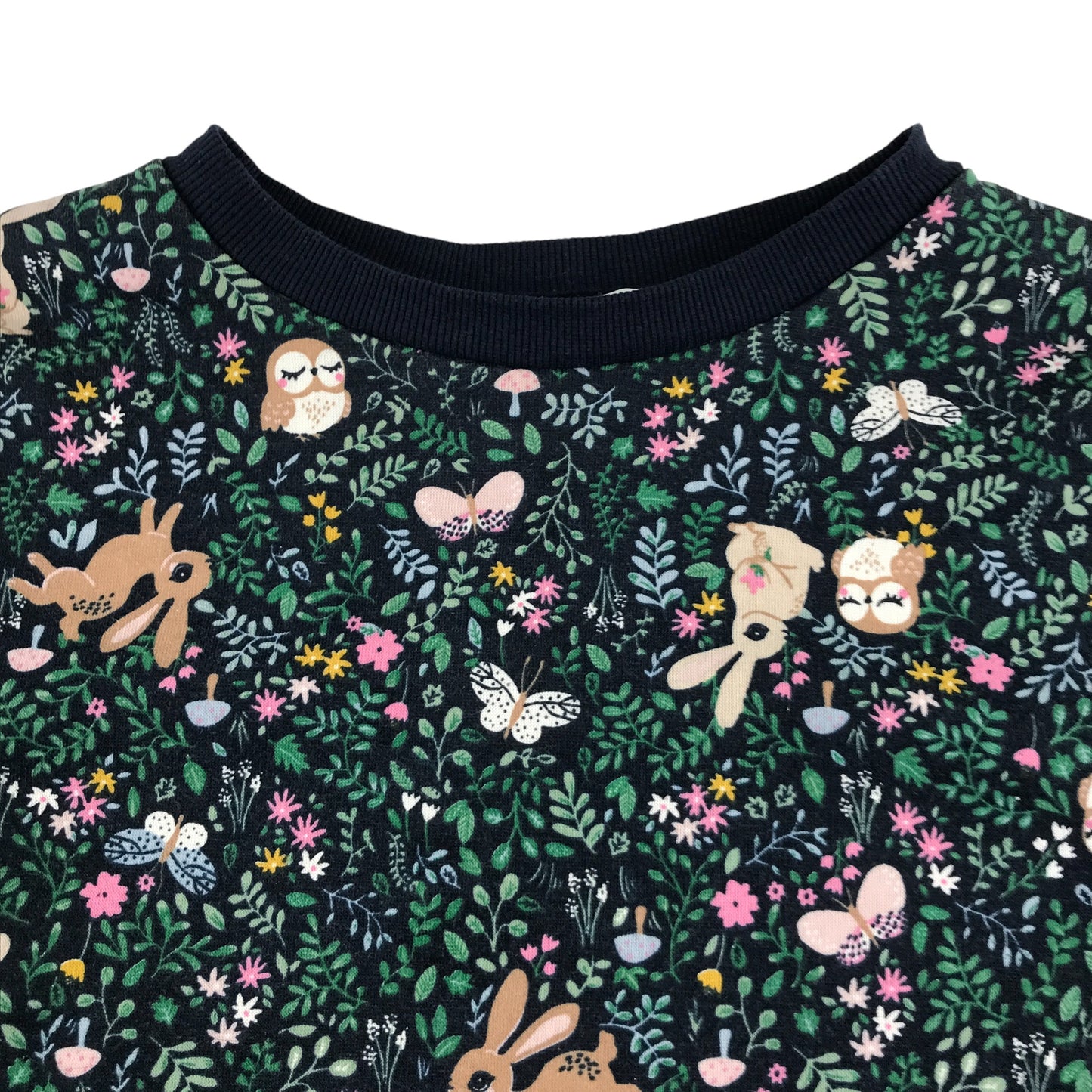 H&M Sweater 9-10 years navy woodland floral graphic print