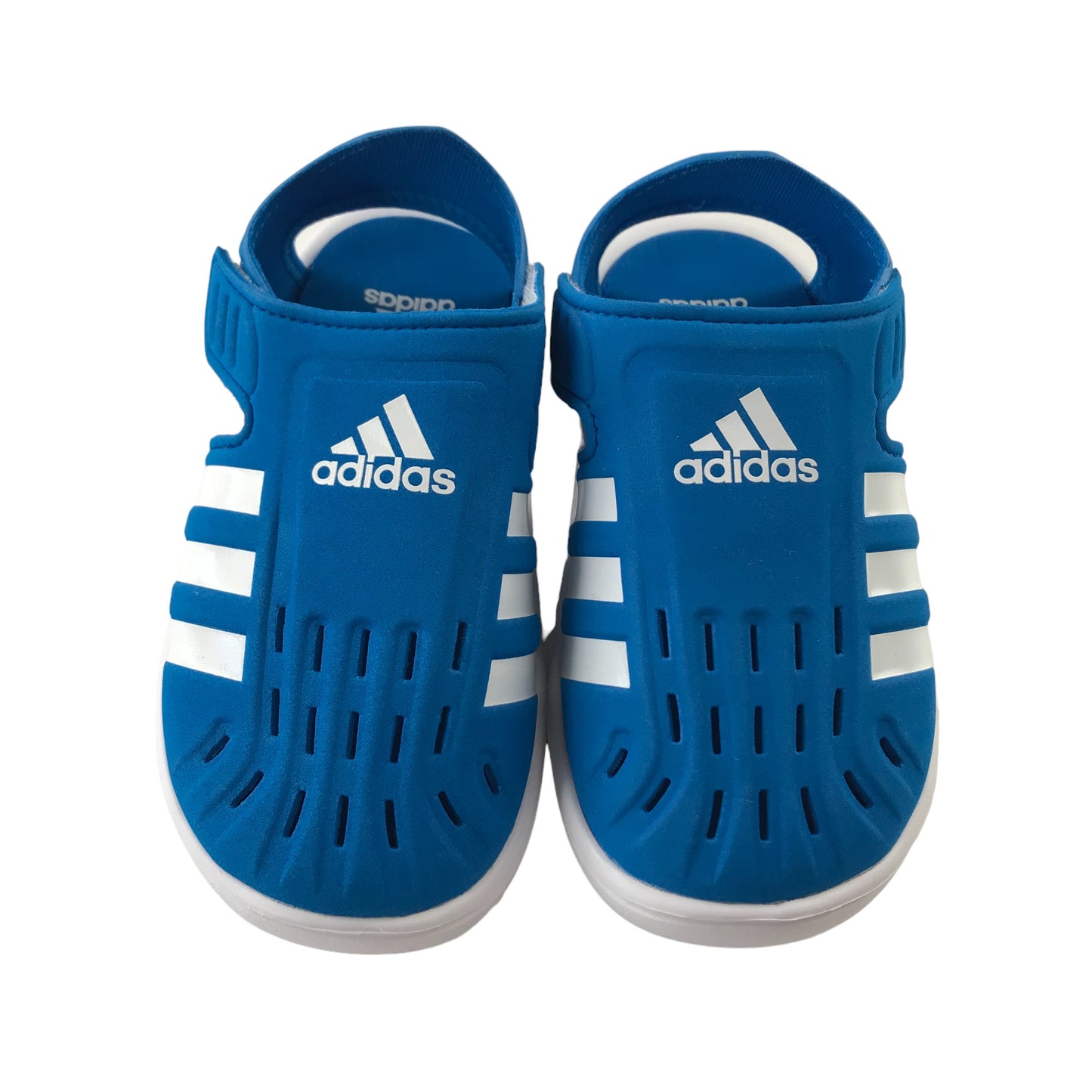 Adidas Sandals Shoe Size 11 Junior Blue and White with Ankle Straps