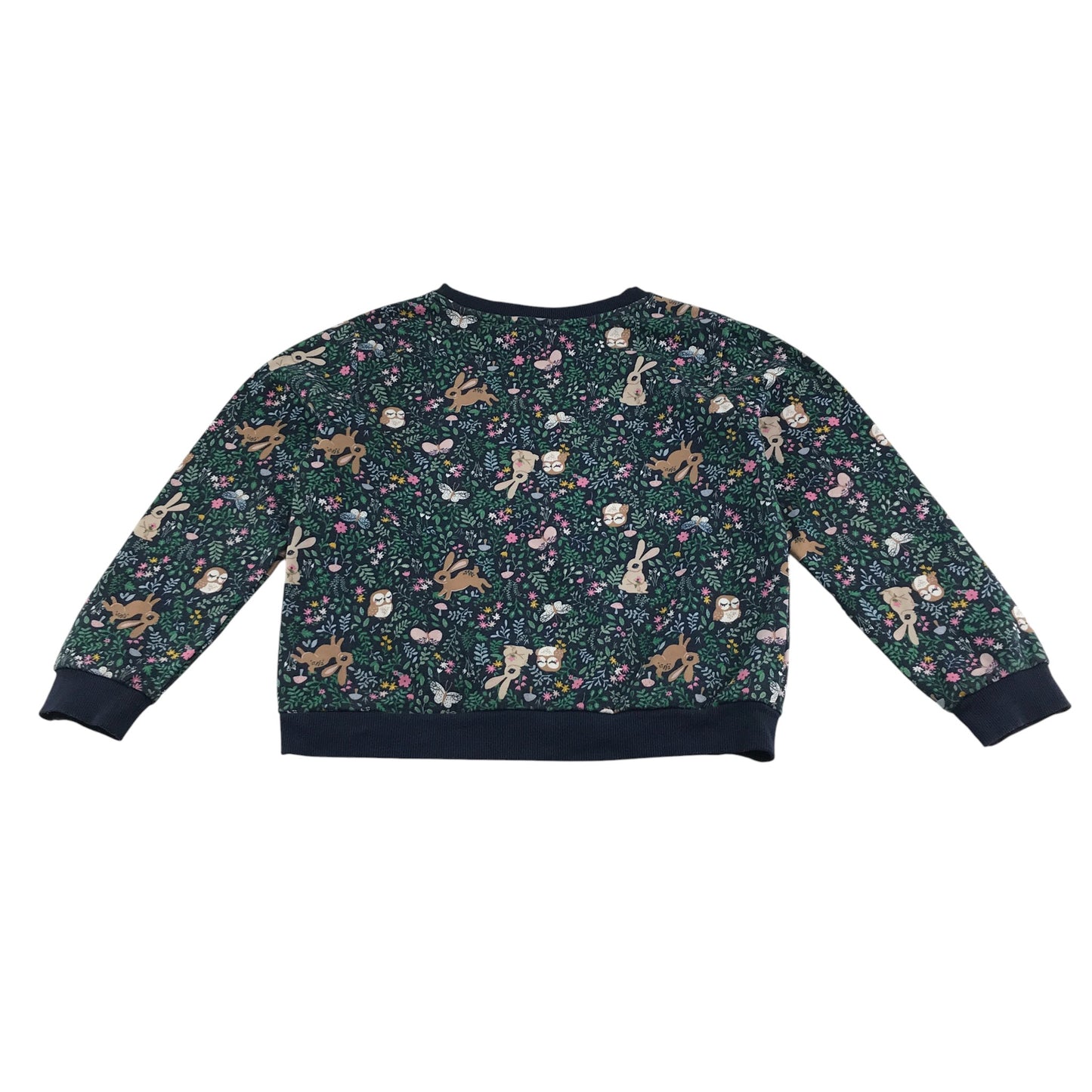H&M Sweater 9-10 years navy woodland floral graphic print