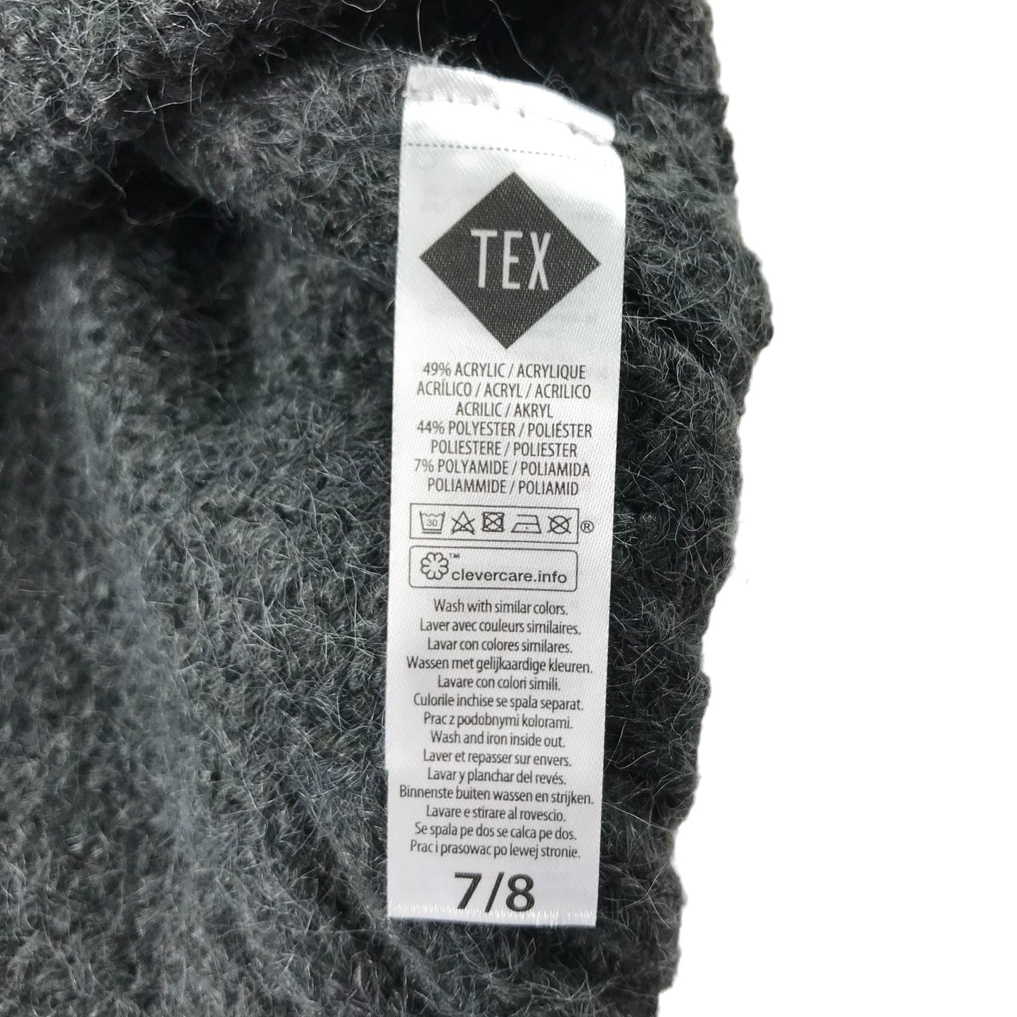 TEX jumper 7-8 years grey knit pattern pullover