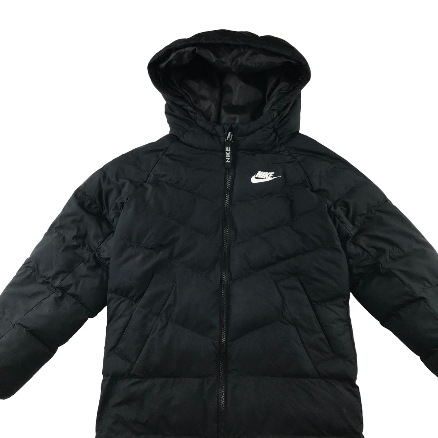 Nike jacket 7-8 years black long puffer with hood