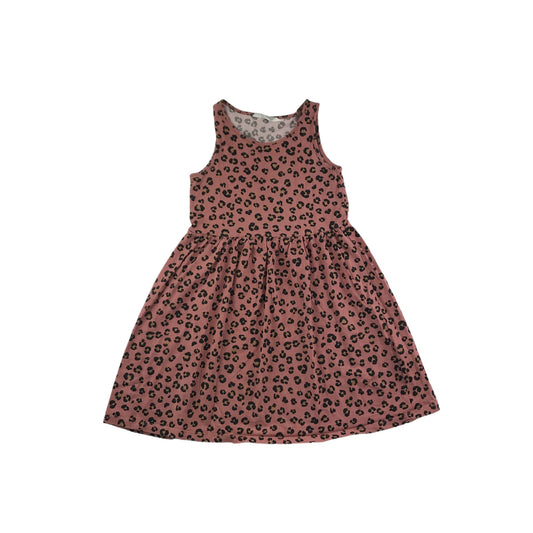 H&M Dress Age 6-8 Light Terracotta Leopard Print Cotton