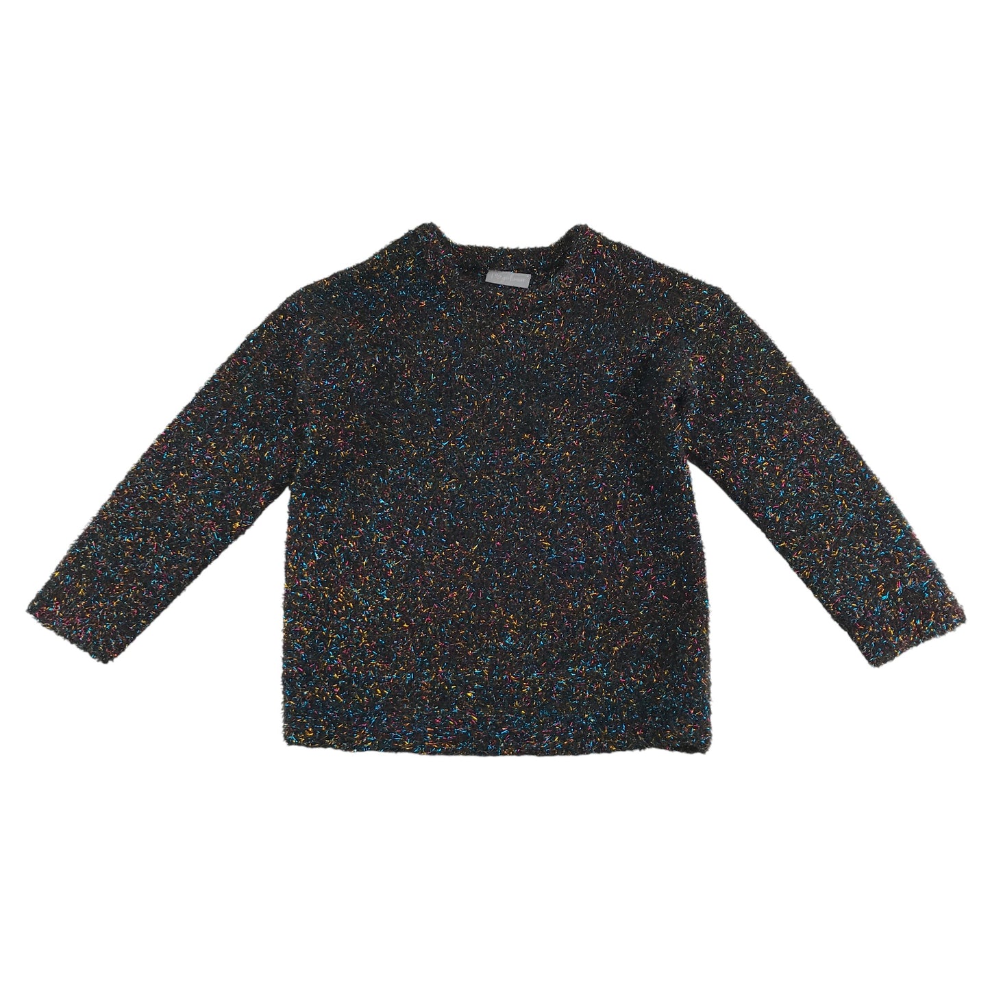 Matalan Jumper 6-7 years black with tinselly multicoloured design