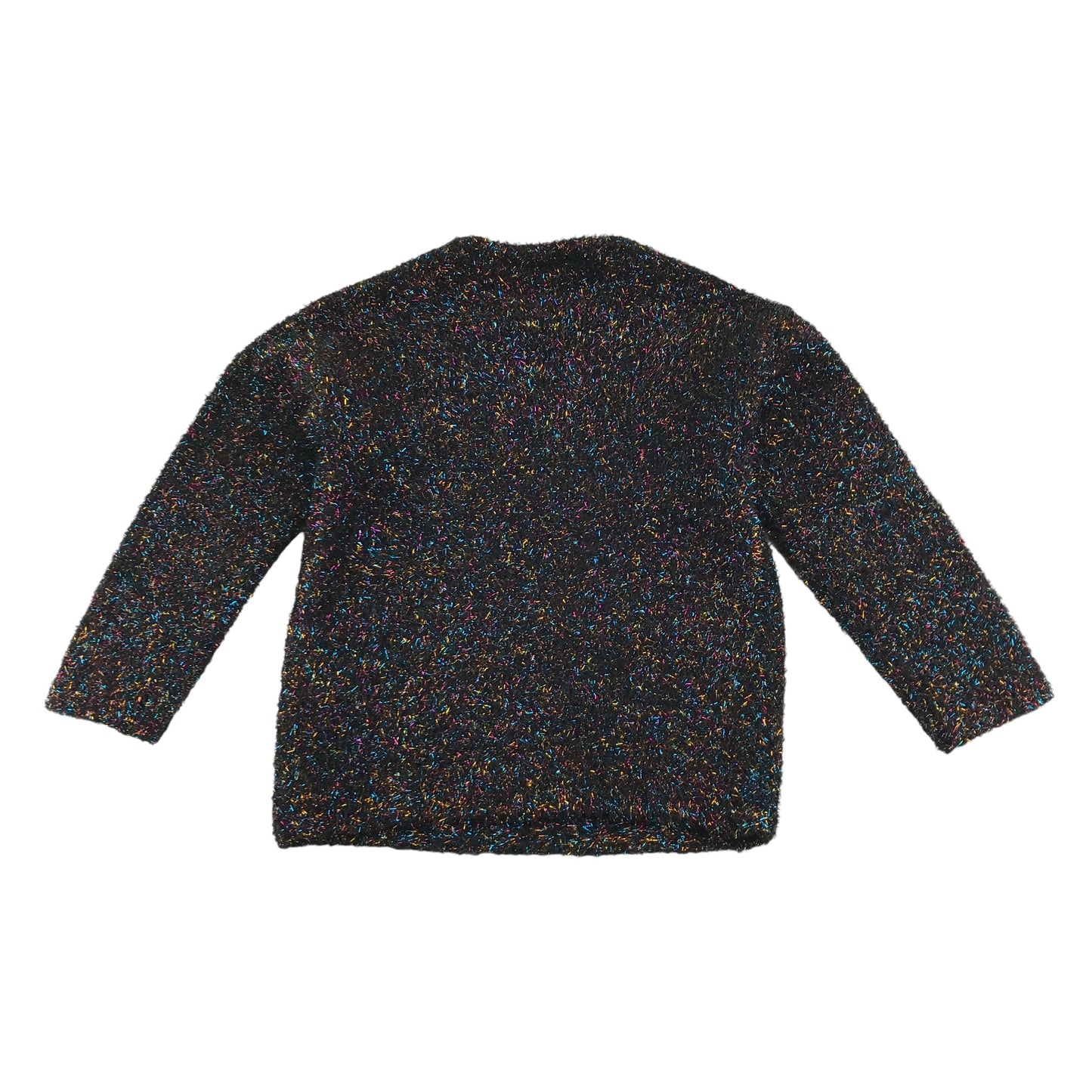 Matalan Jumper 6-7 years black with tinselly multicoloured design