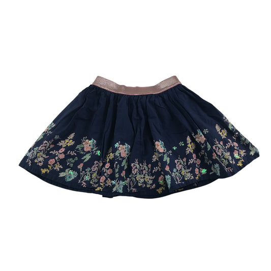 Nutmeg skirt 5-6 years navy blue floral rim cotton