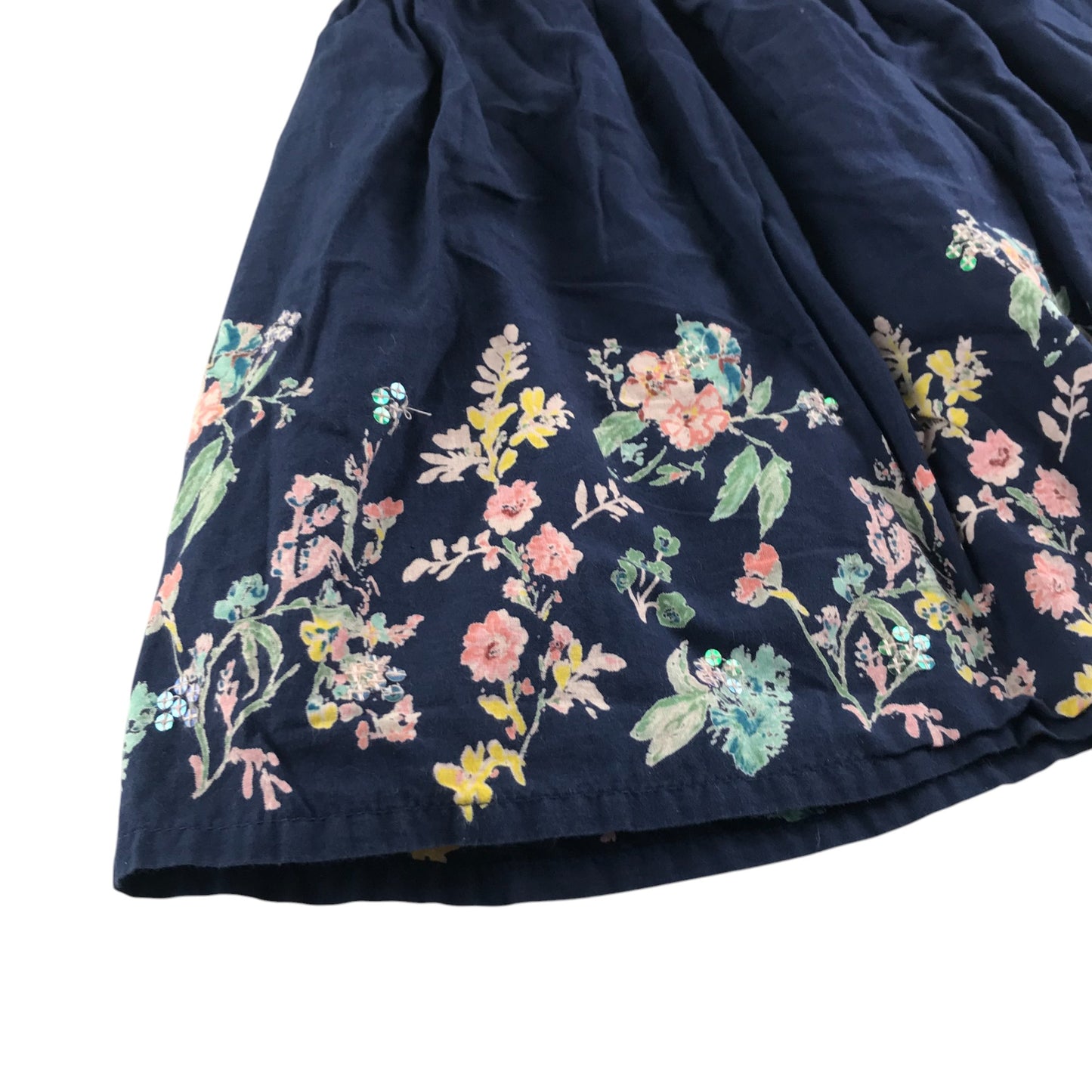 Nutmeg skirt 5-6 years navy blue floral rim cotton