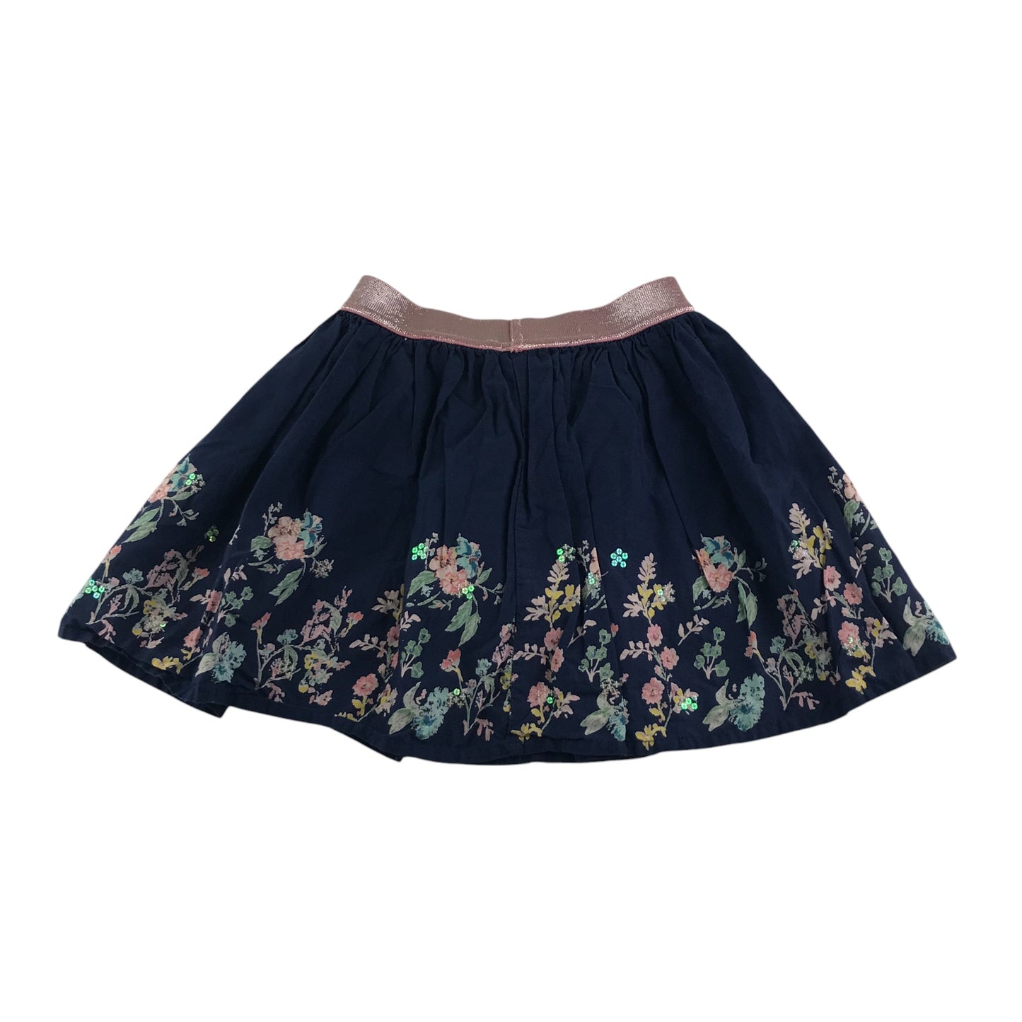 Nutmeg skirt 5-6 years navy blue floral rim cotton