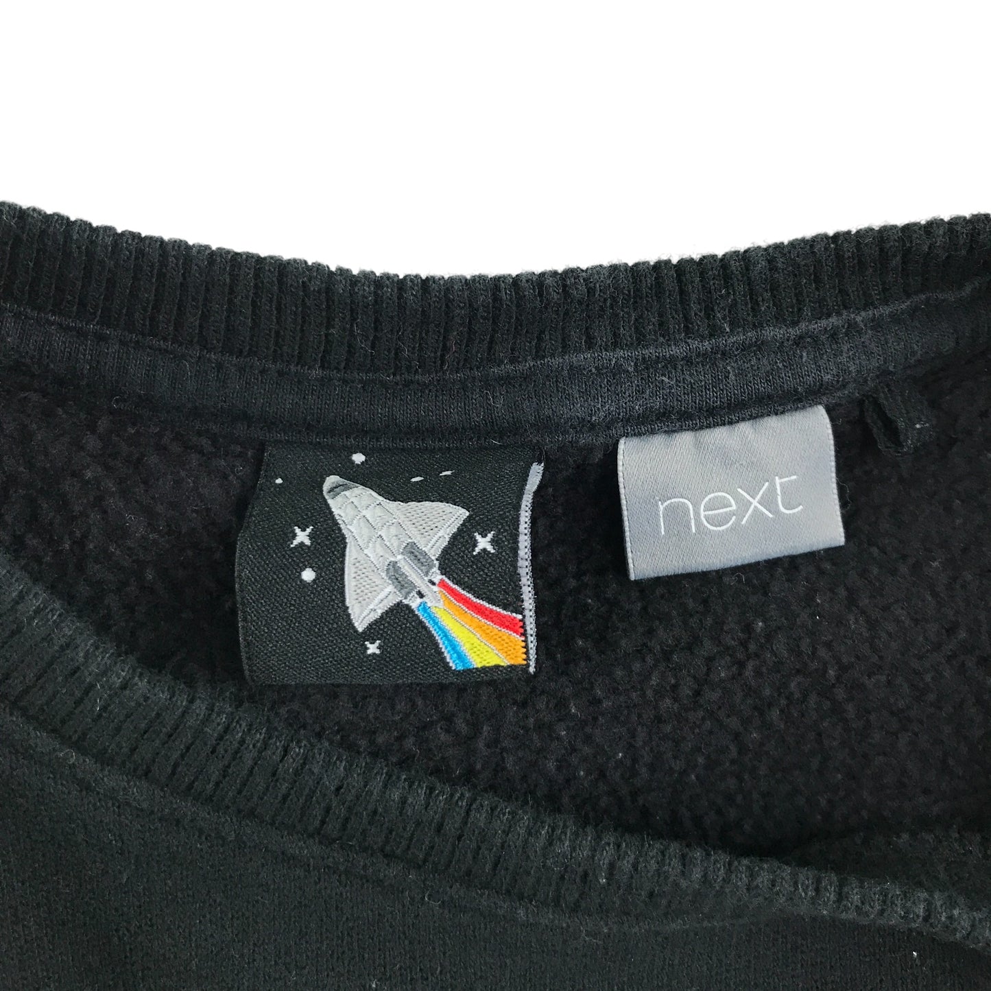 Next Sweater 6-7 years black NASA sequin reversible design with arm patch