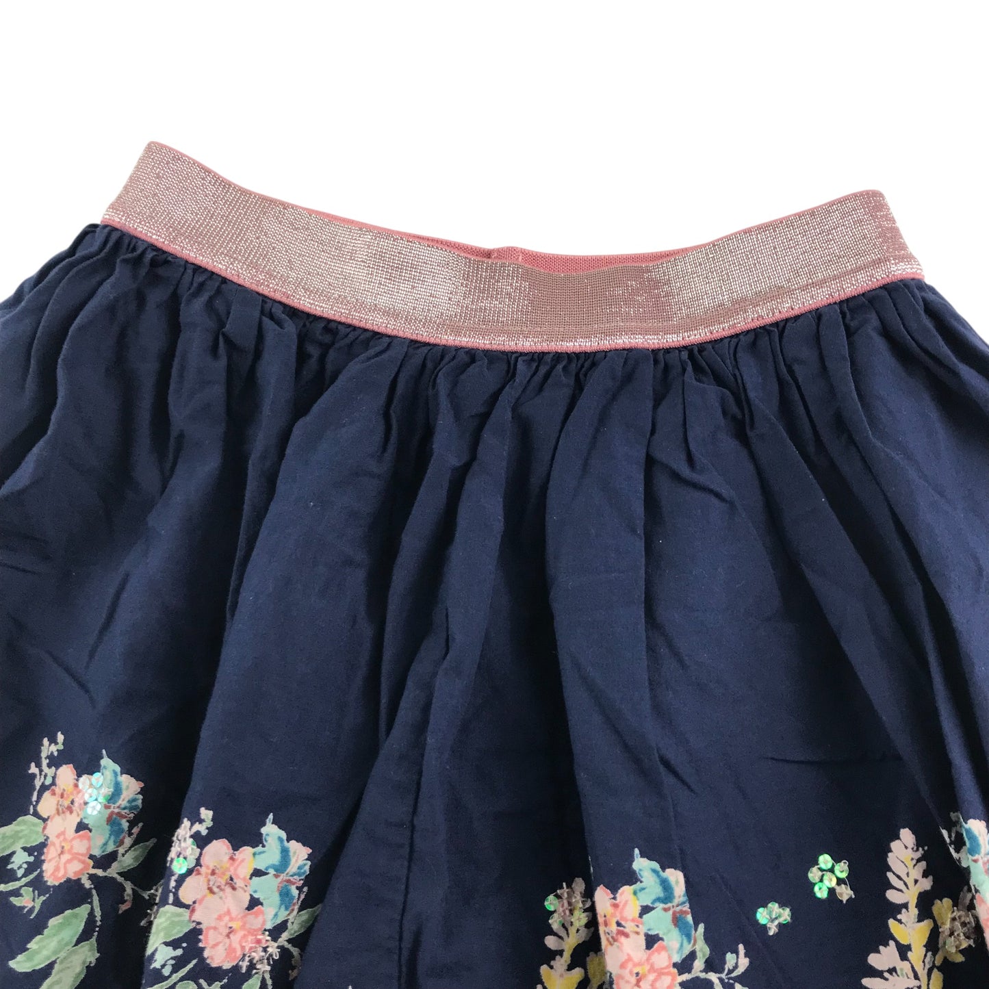 Nutmeg skirt 5-6 years navy blue floral rim cotton