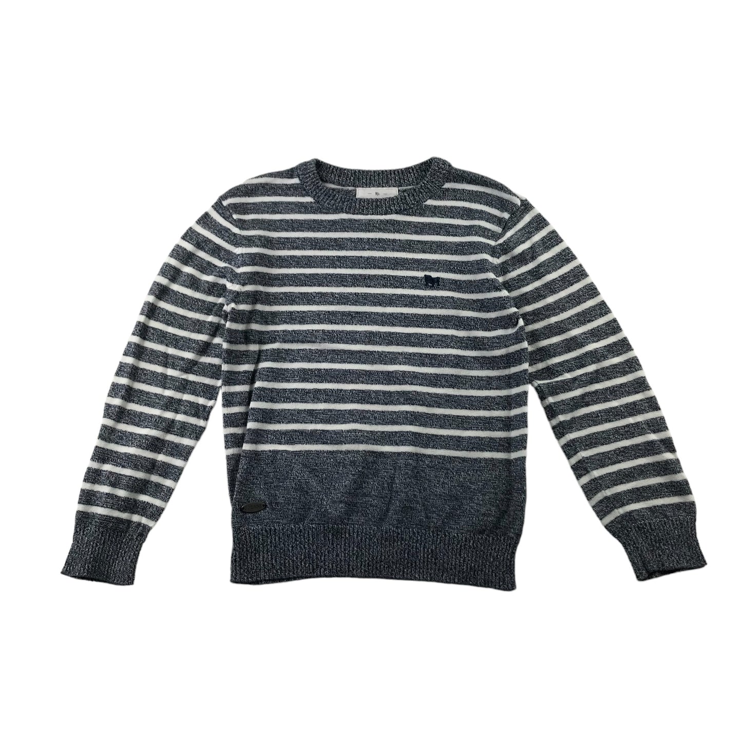 Jasper Conran jumper 6-7 years grey white stripy pullover cotton