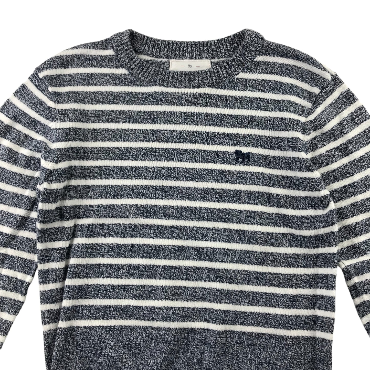 Jasper Conran jumper 6-7 years grey white stripy pullover cotton