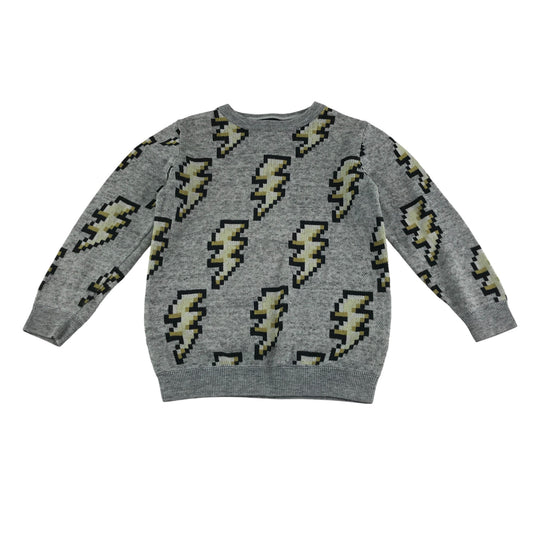 Next Jumper 5-6 years grey with lighting strike graphic design