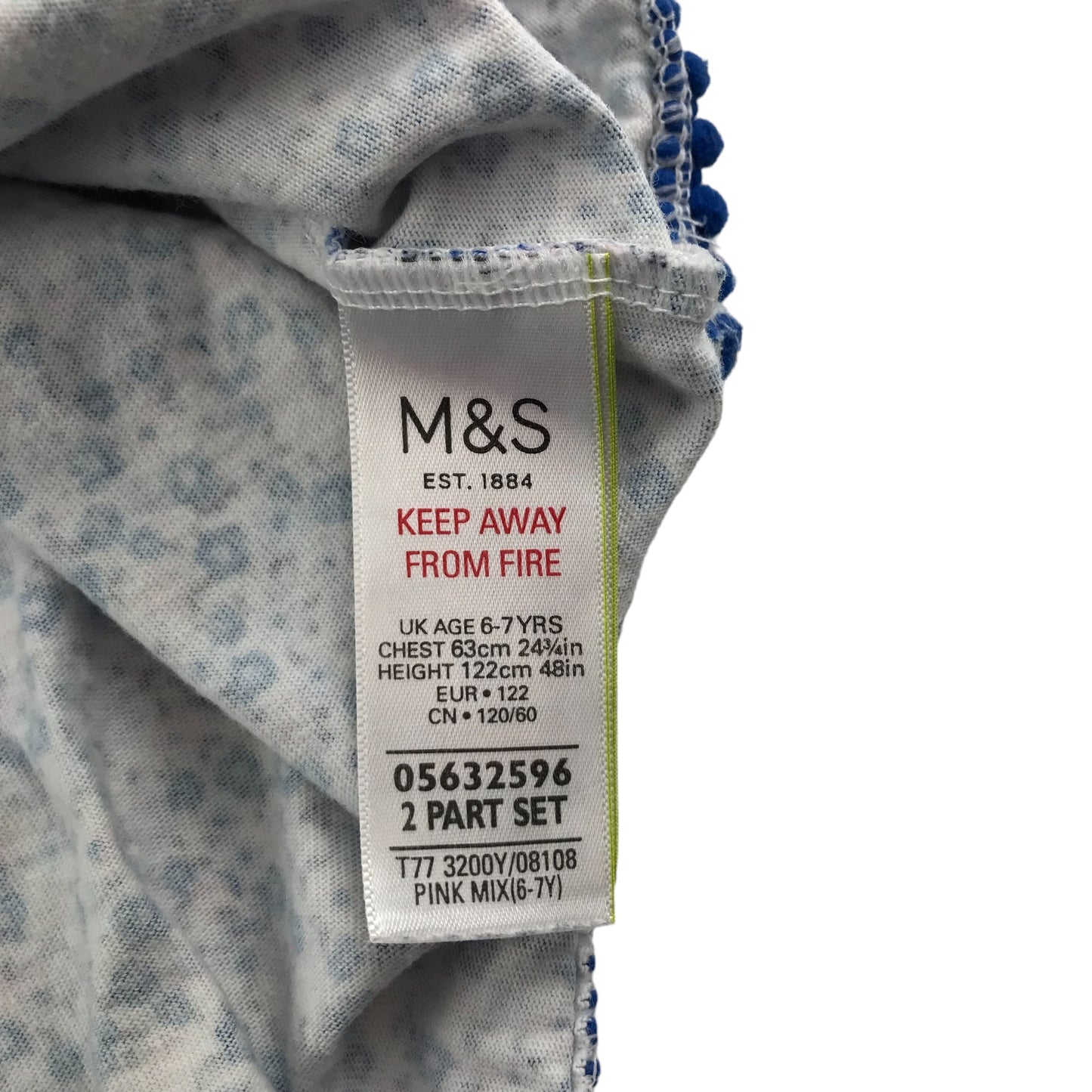 M&S Dress Age 6 Blue Floral Print Cotton
