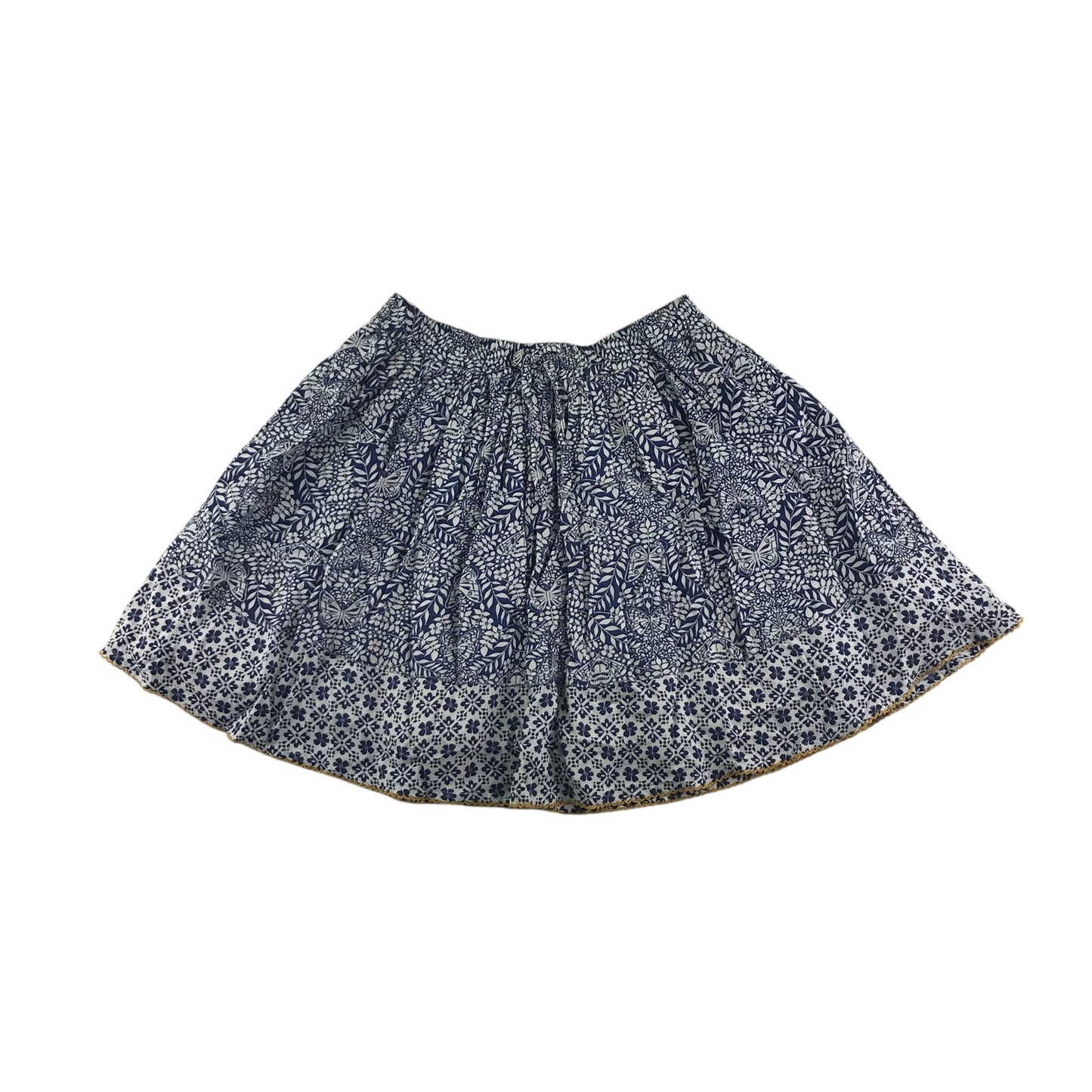 Fatface skirt 10-11 years navy and white floral layered cotton-viscose