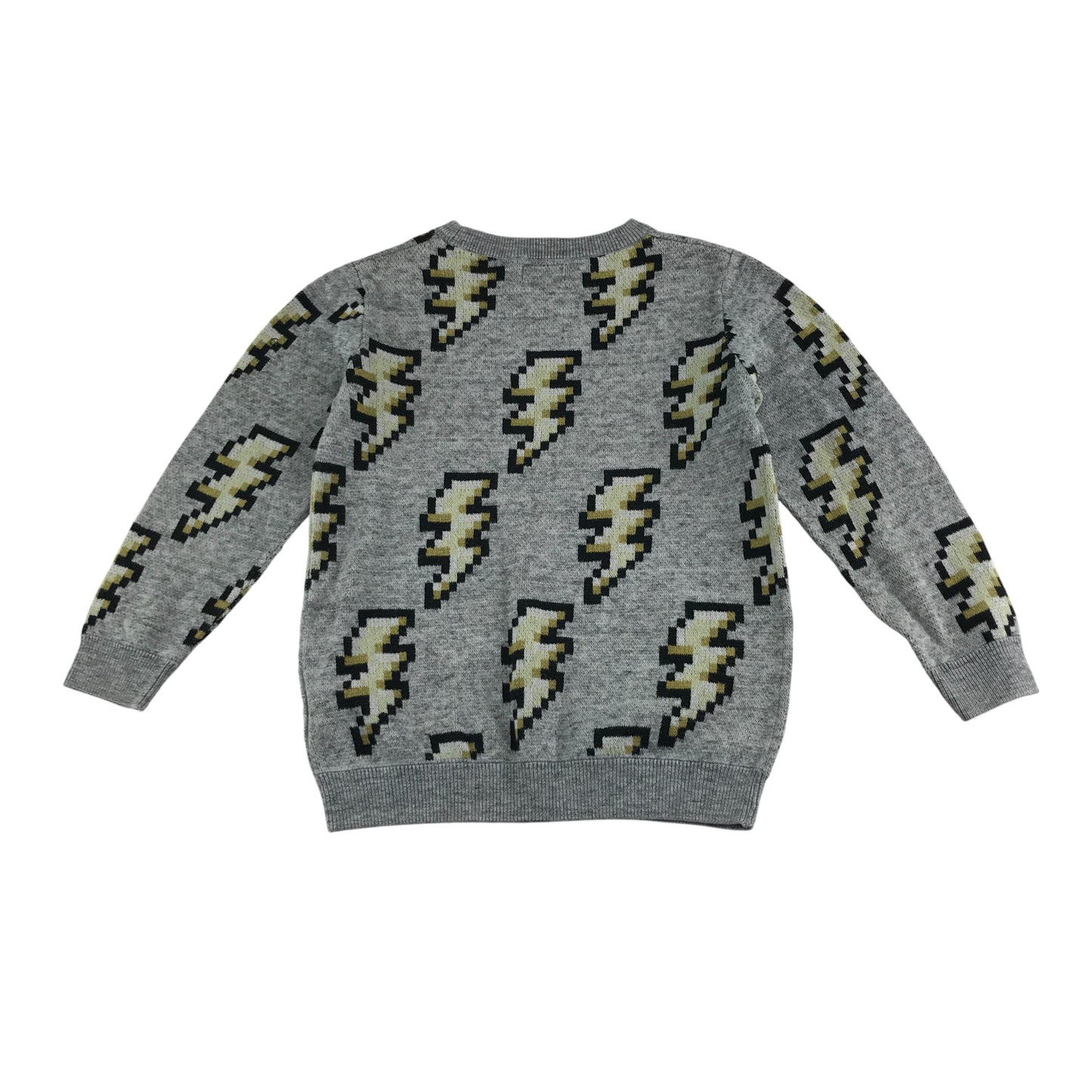 Next Jumper 5-6 years grey with lighting strike graphic design