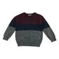 M&Co Jumper 5-6 years burgundy navy and grey stripy block colour design