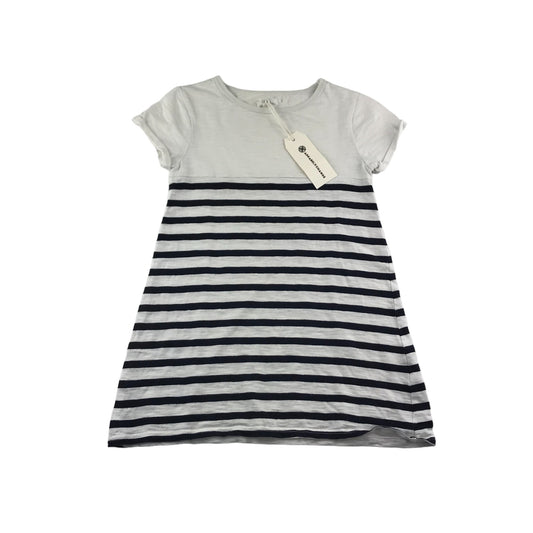 Next Dress Age 9 White Striped Navy Cotton