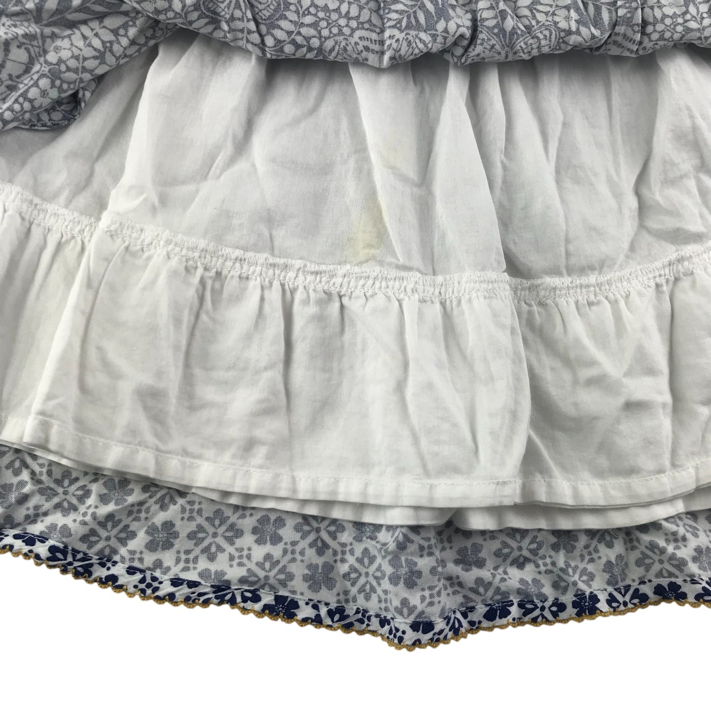 Fatface skirt 10-11 years navy and white floral layered cotton-viscose