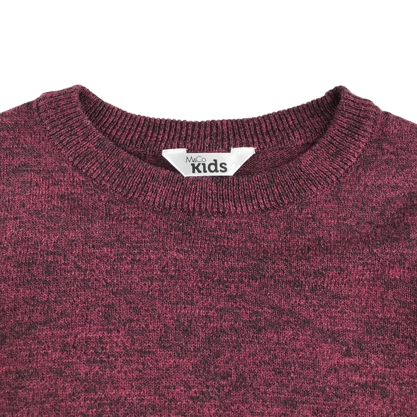 M&Co Jumper 5-6 years burgundy navy and grey stripy block colour design