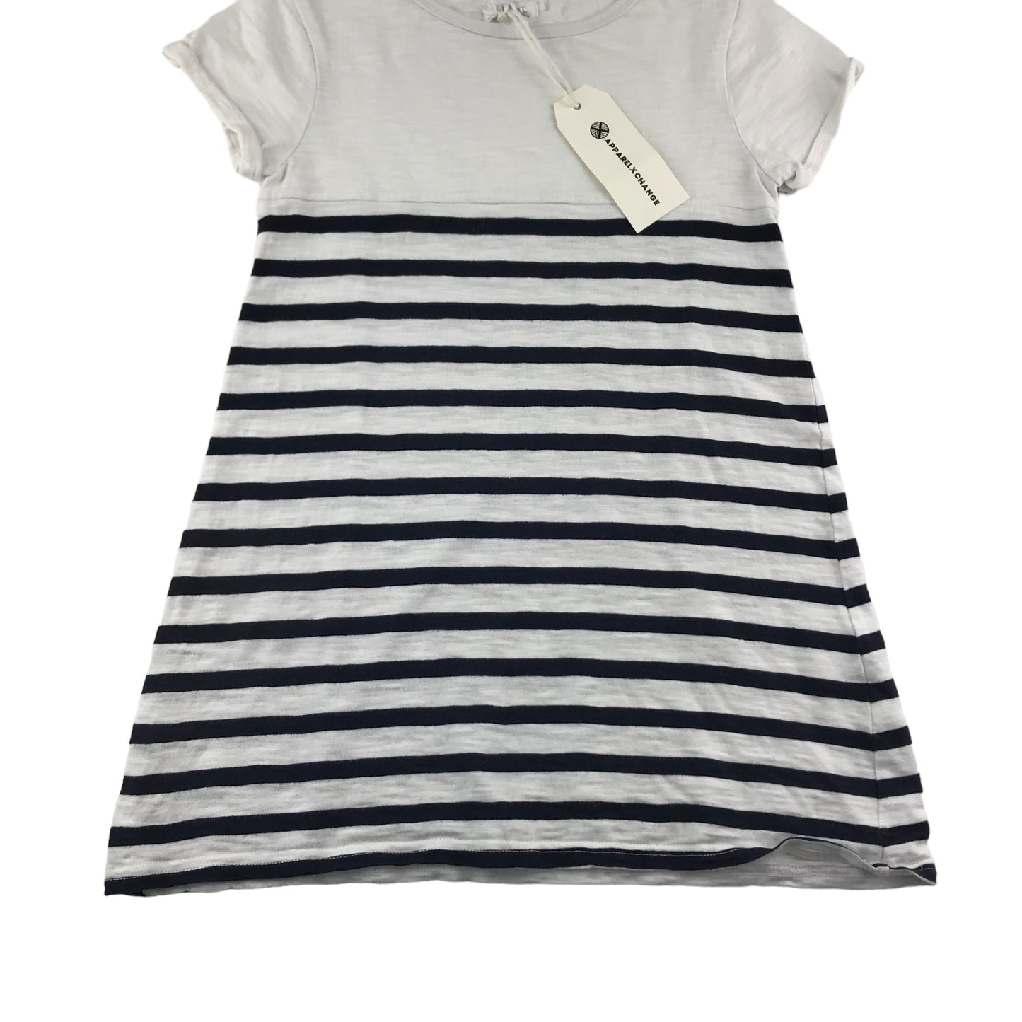 Next Dress Age 9 White Striped Navy Cotton