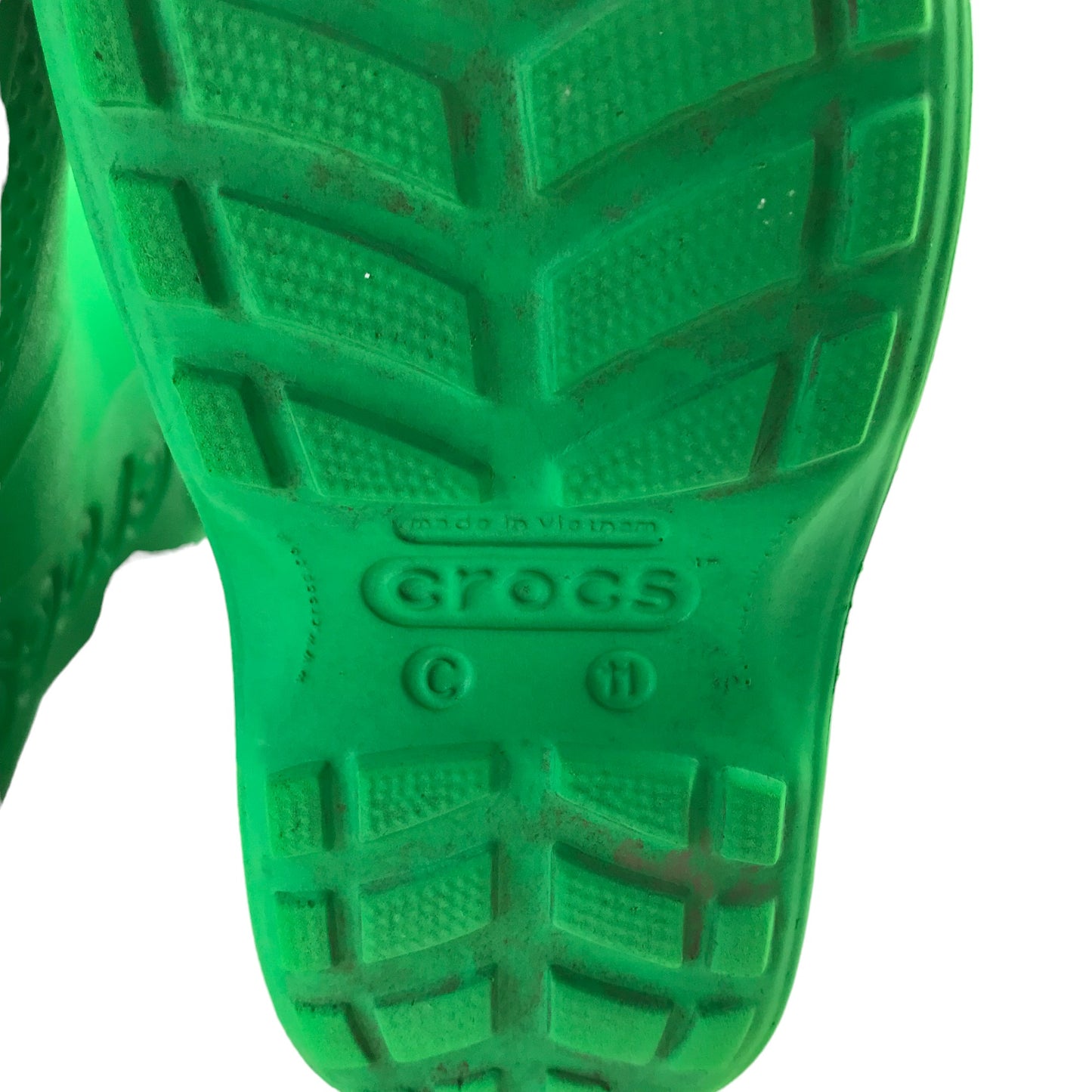 Crocs Wellies Shoe Size 11C Junior Green Plain with Handles
