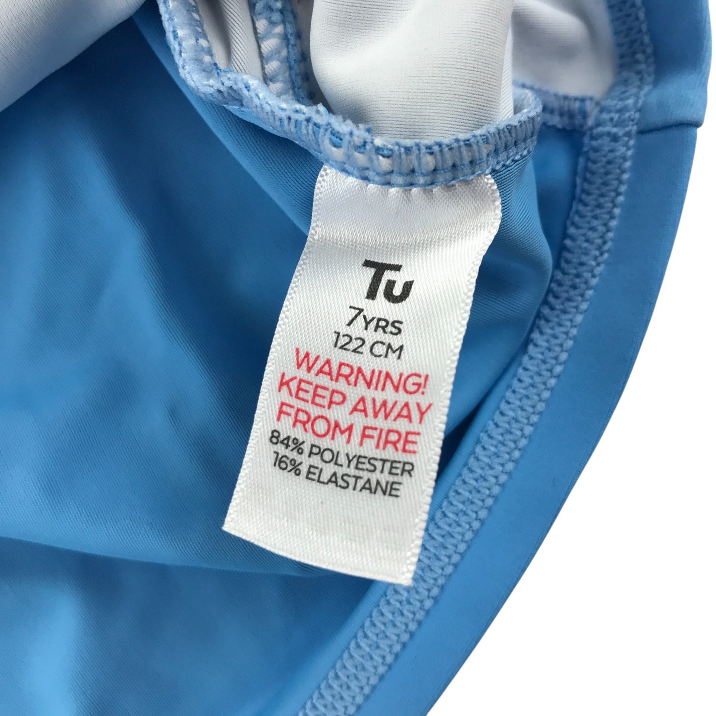 Tu swim top 6-7 years blue shark graphic design with fins popping out rash uv