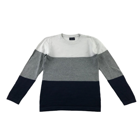 Next jumper 7 years navy grey white panelled pullover cotton