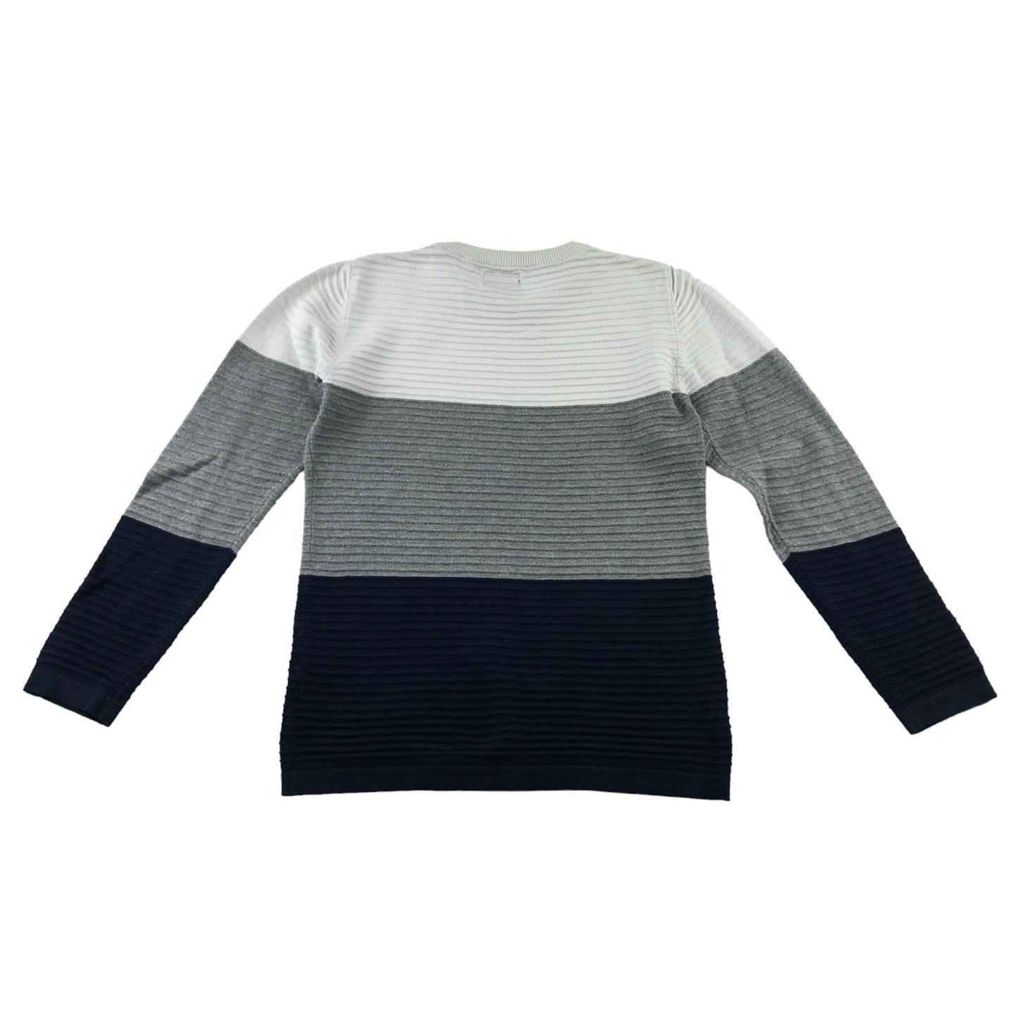 Next jumper 7 years navy grey white panelled pullover cotton