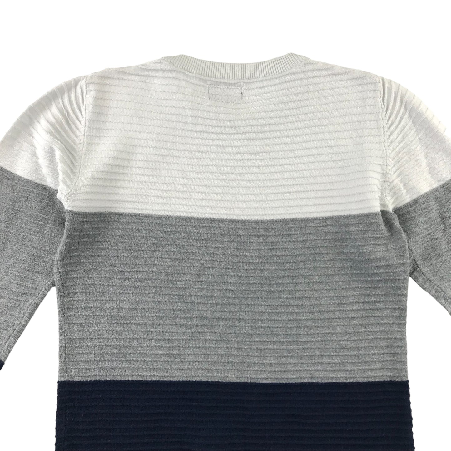 Next jumper 7 years navy grey white panelled pullover cotton