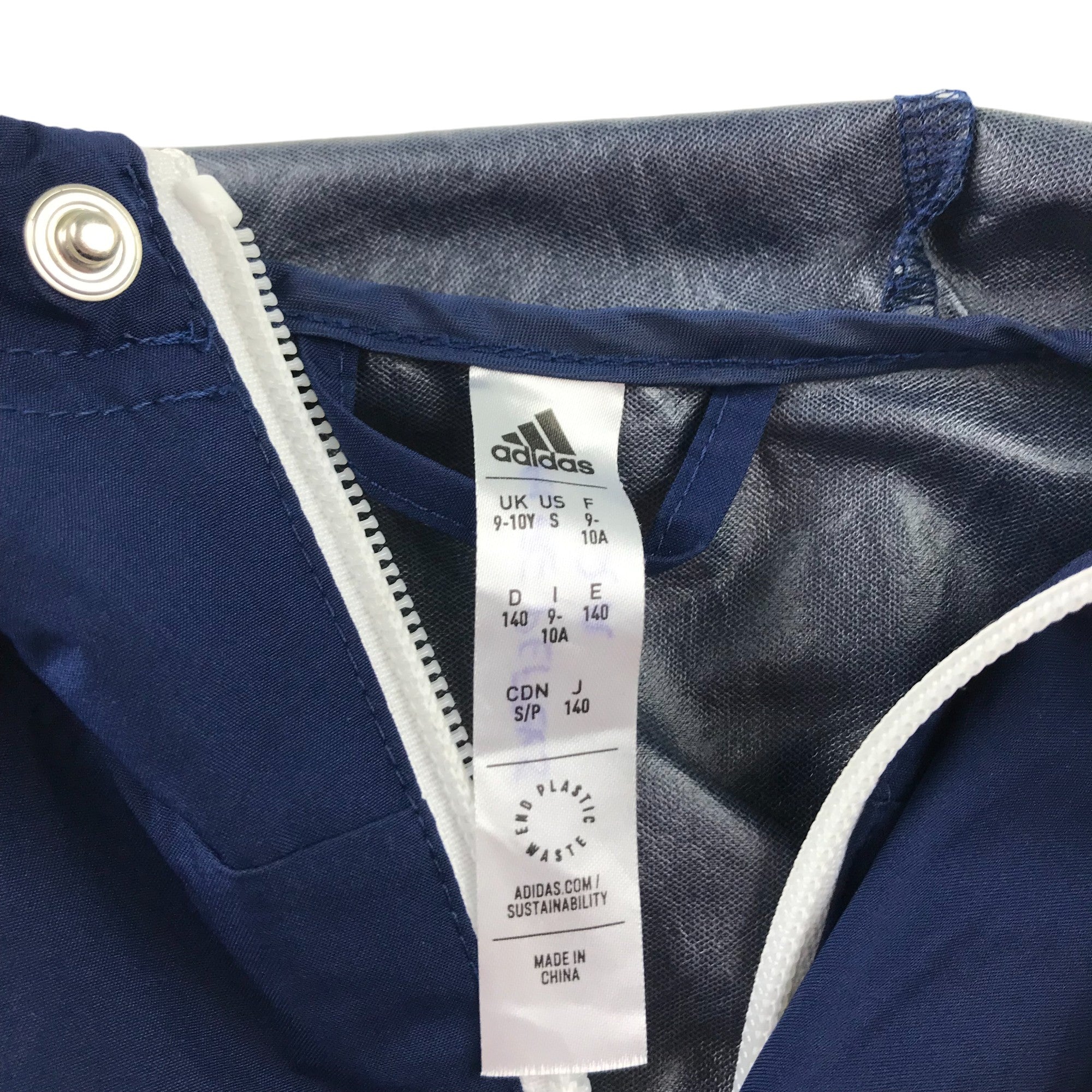 Adidas jacket 9 10 years navy hooded showerproof light jacket ApparelXchange CIC